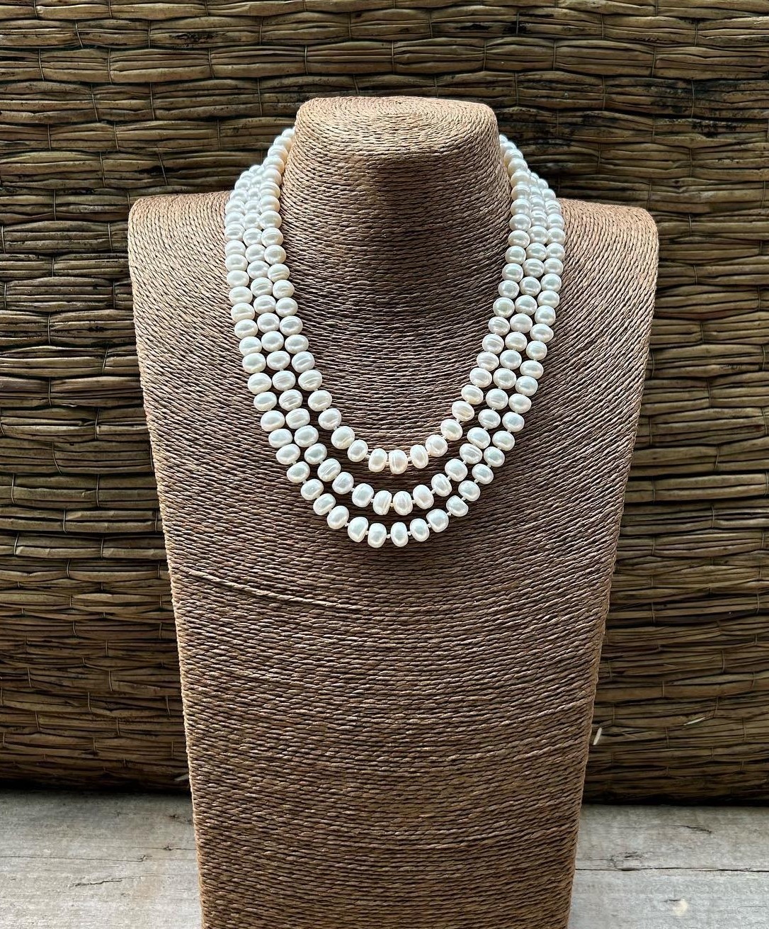 3 layered fresh water pearl necklace