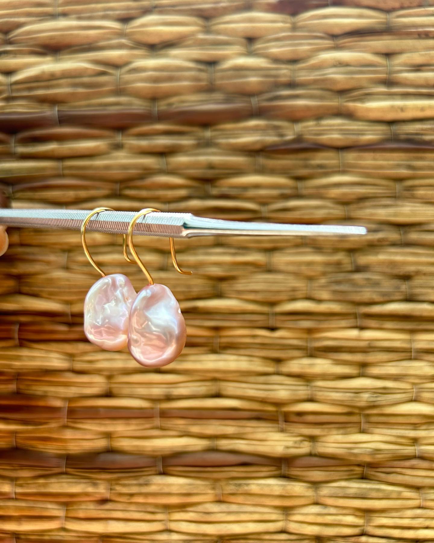 Purple Baroque pearl earrings